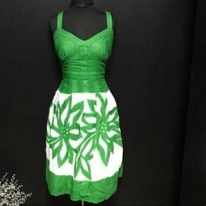Green white floral Milly of New York midi dress